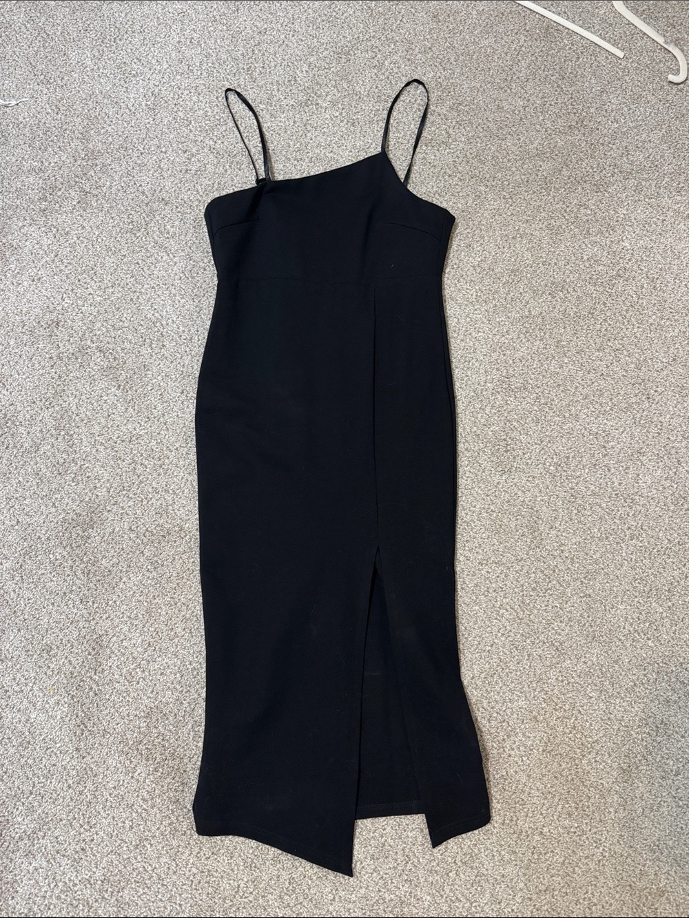 Petal & Pup Black Spaghetti-Strap Midi Dress with Front Slit